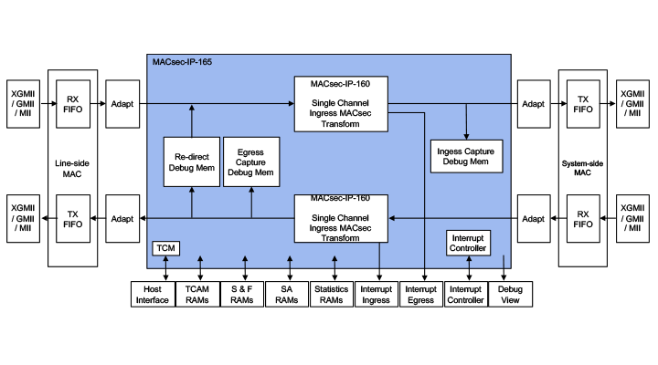 Diagram: MACsec-IP-165 Flow-through MACsec for PHY devices