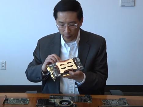 Steve Woo shows an example of a card fan blade structures 